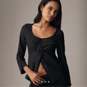 NEW WITH TAGS ANTHROPOLOGIE PILCRO TWISTED PINSTRIPE OPEN FRONT SIZE SMALL